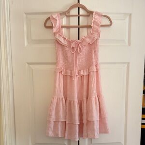 Pink Ruffle-Tier Sundress with Smocked Bodice